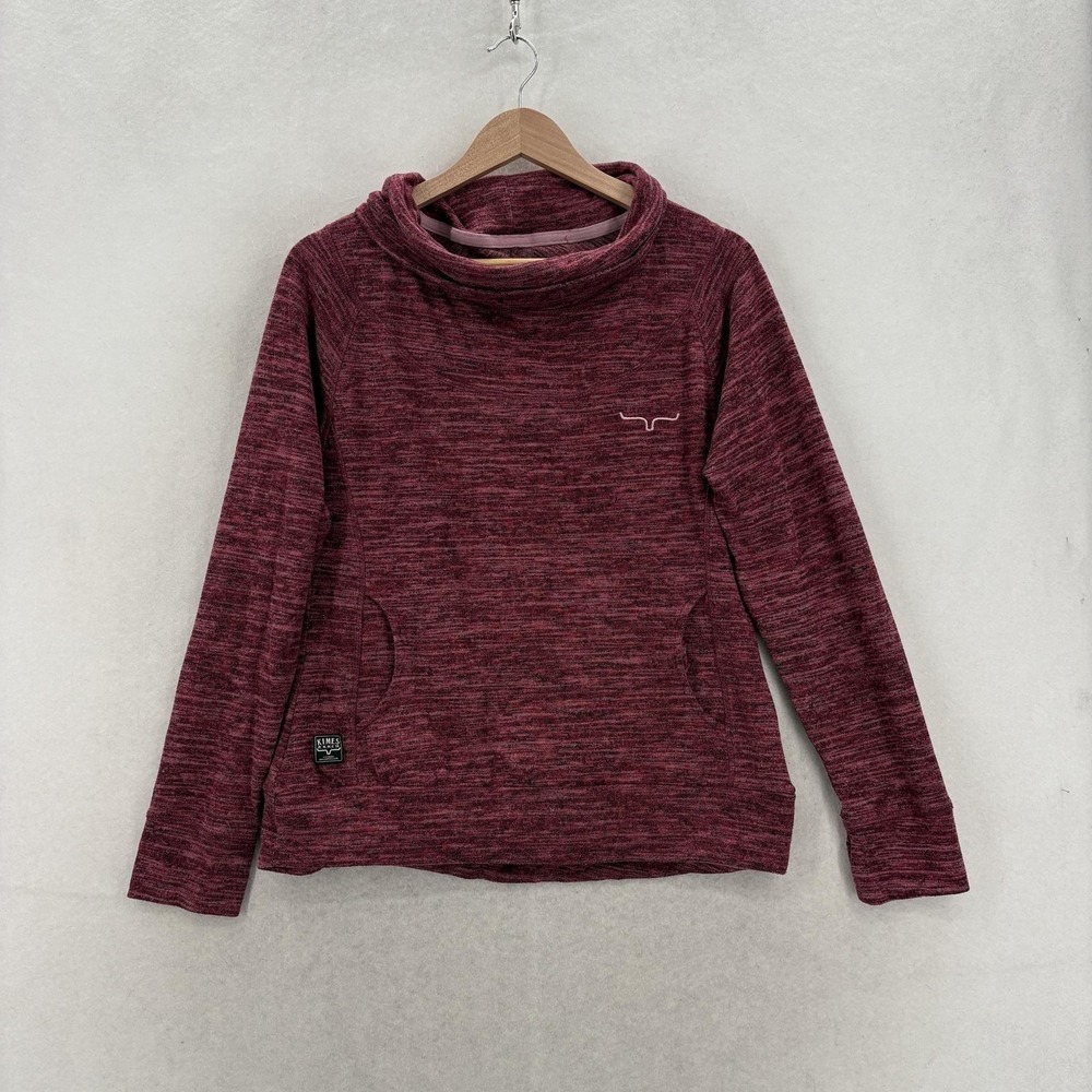Kimes Ranch Sweatshirt Womens Small Red Cowl Neck Raglan Western Logo Casual
